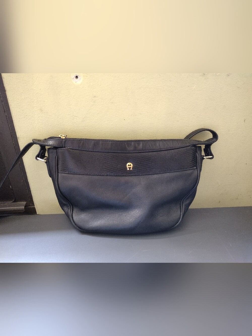 Etienne Aigner Classic Leather Crossbody Bag, Navy Blue